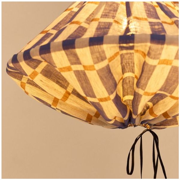 Yumi Lampshade - 50 cm - Linen Mosaic Blue / Mustard