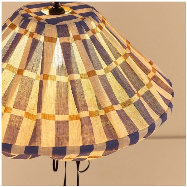 Yumi Lampshade - 50 cm - Linen Mosaic Blue / Mustard