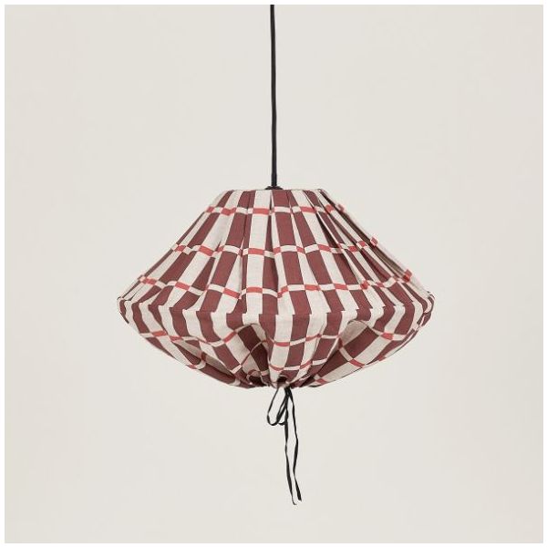 Yumi Lampshade - 50 cm - Linen Mosaic Red / Maroon