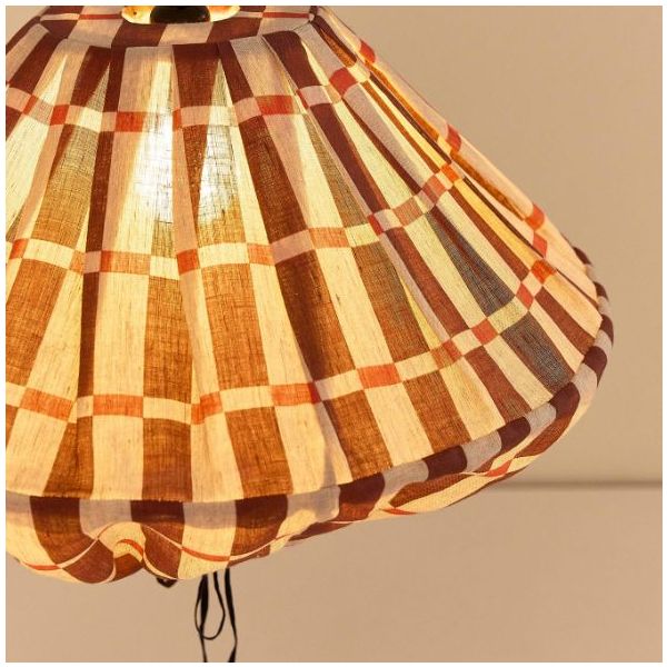 Yumi Lampshade - 50 cm - Linen Mosaic Red / Maroon