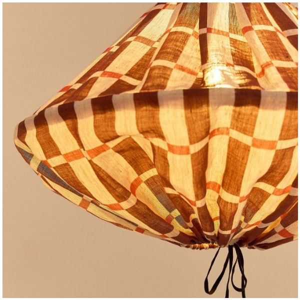 Yumi Lampshade - 50 cm - Linen Mosaic Red / Maroon