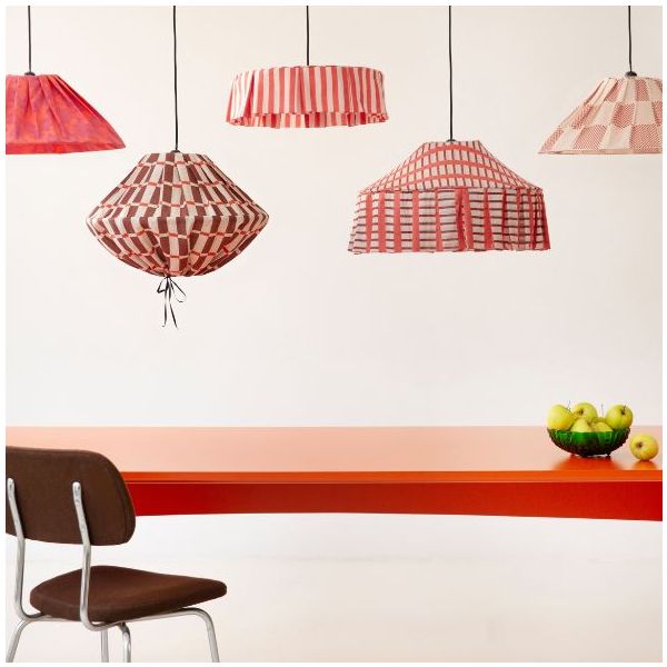 Yumi Lampshade - 50 cm - Linen Mosaic Red / Maroon