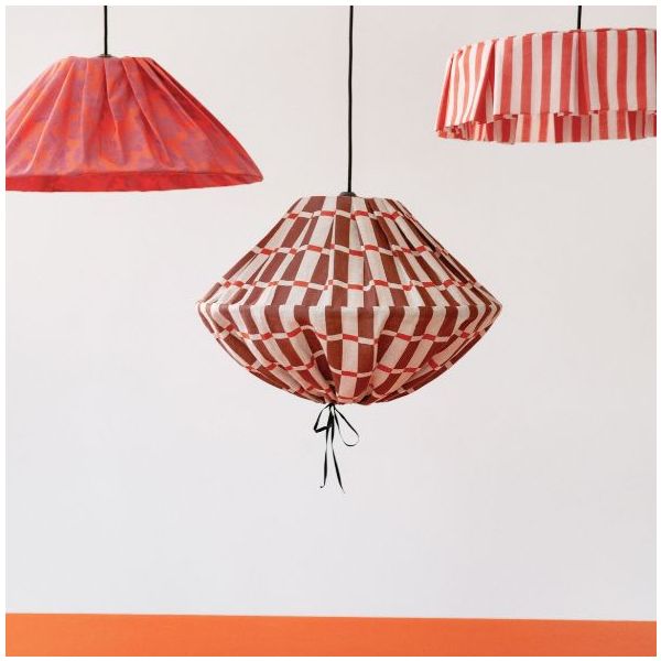 Yumi Lampshade - 50 cm - Linen Mosaic Red / Maroon
