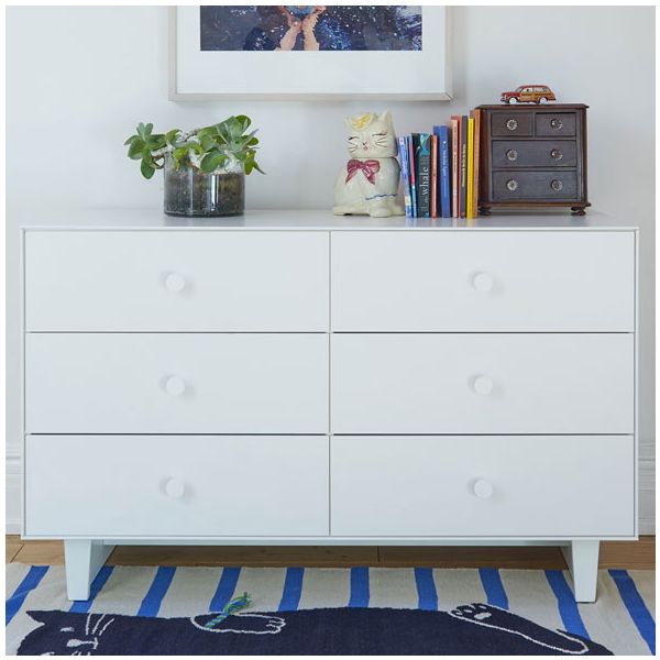 Commode Merlin 6 tiroirs - Rhea - Blanc