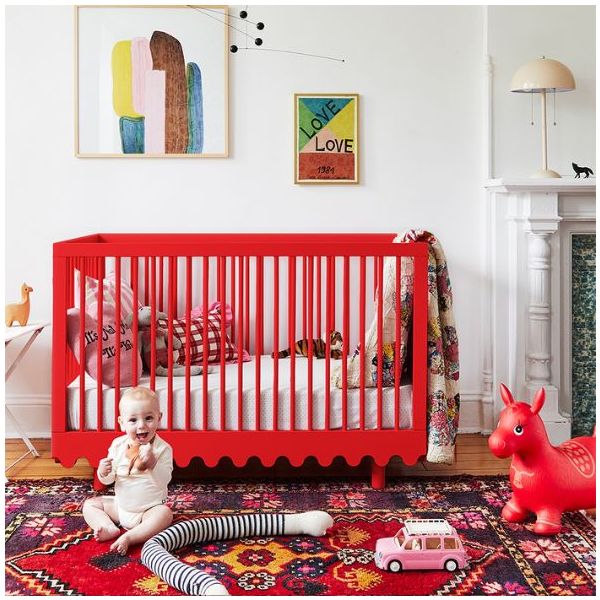 Lit bébé évolutif Moss 70 x 140 cm - Rouge