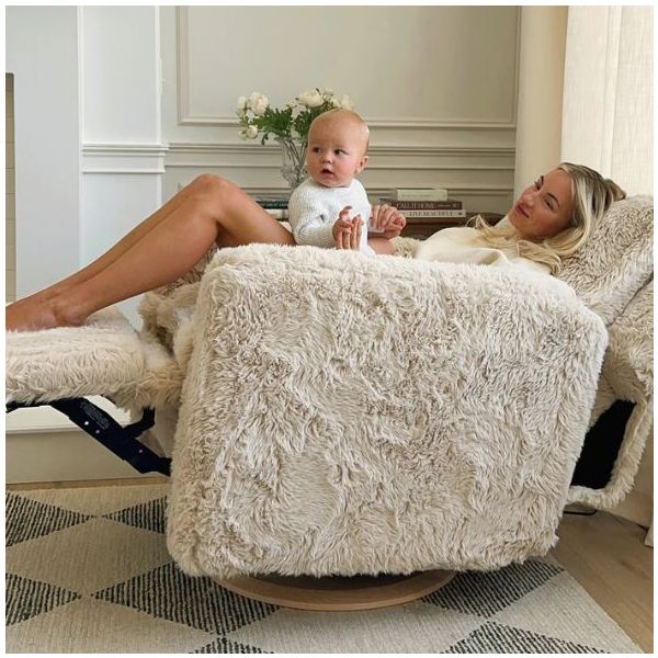 Fauteuil d’allaitement pivotant, berçant et inclinable Flynn - Fausse Fourrure Aussie