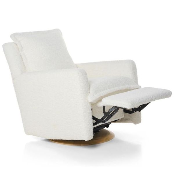 Fauteuil d’allaitement pivotant et inclinable manuel Flynn - Effet peau de mouton Nuage