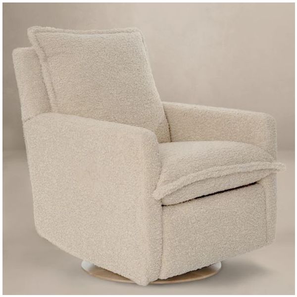Fauteuil d’allaitement pivotant et inclinable manuel Flynn - Effet peau de mouton Lin