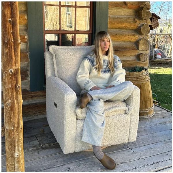 Flynn Gliding Swivel Nursery Recliner - Sheepskin Linen