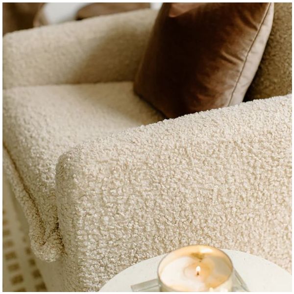 Fauteuil d’allaitement pivotant et inclinable manuel Flynn - Effet peau de mouton Lin