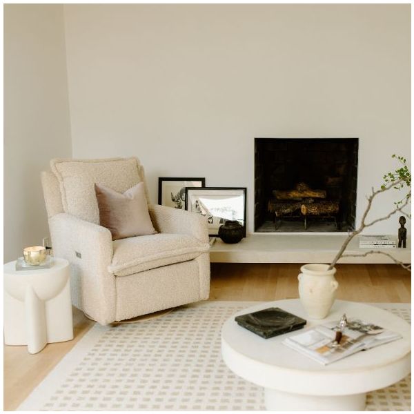 Flynn Gliding Swivel Nursery Recliner - Sheepskin Linen