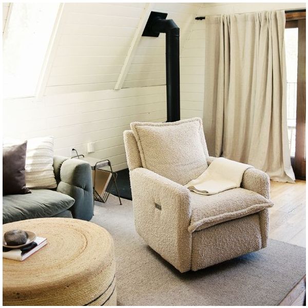 Flynn Gliding Swivel Nursery Recliner - Sheepskin Linen