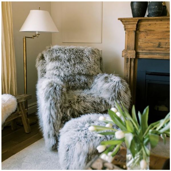 Flynn Gliding Swivel Nursery Recliner - Tibetan Fur