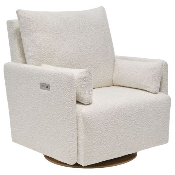 Ollie Swivel Nursery Glider with Back Recline Feature - Larger Size - Bouclé Oyster