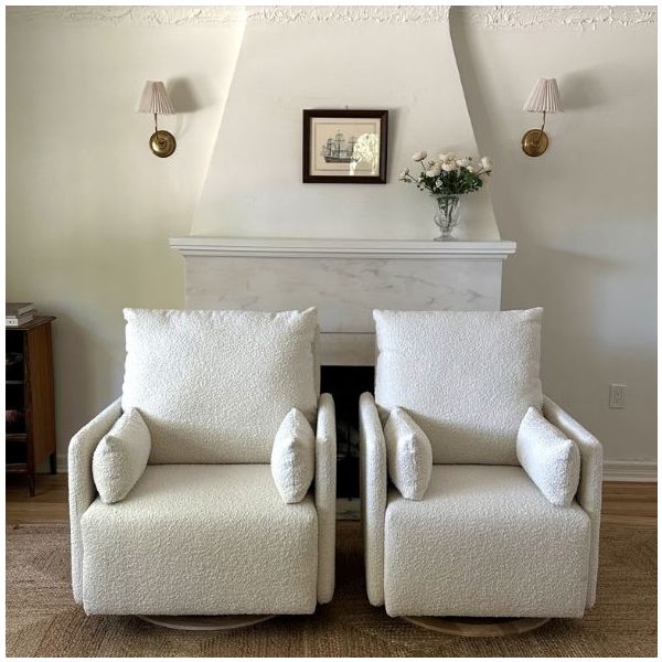Ollie Swivel Nursery Glider with Back Recline Feature - Standard Size - Bouclé Oyster