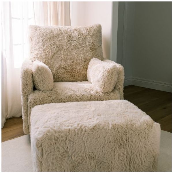 Ollie Swivel Nursery Glider with Back Recline Feature & Ottoman - Larger Size - Aussie Faux Hide