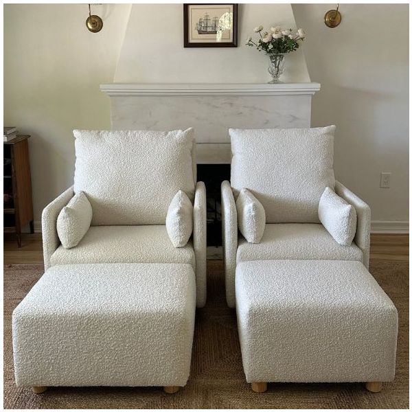 Ollie Swivel Nursery Glider with Back Recline Feature & Ottoman - Larger Size - Bouclé Oyster