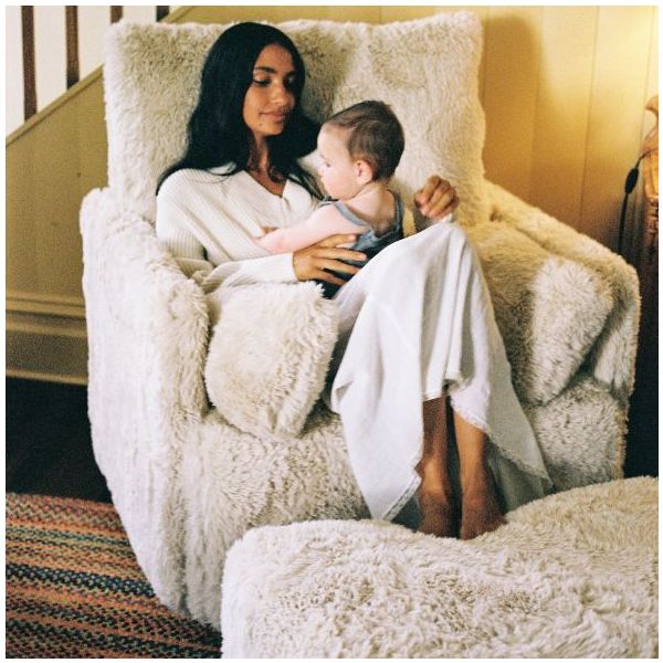 Ollie Swivel Nursery Glider with Back Recline Feature & Ottoman - Standard Size - Aussie Faux Hide