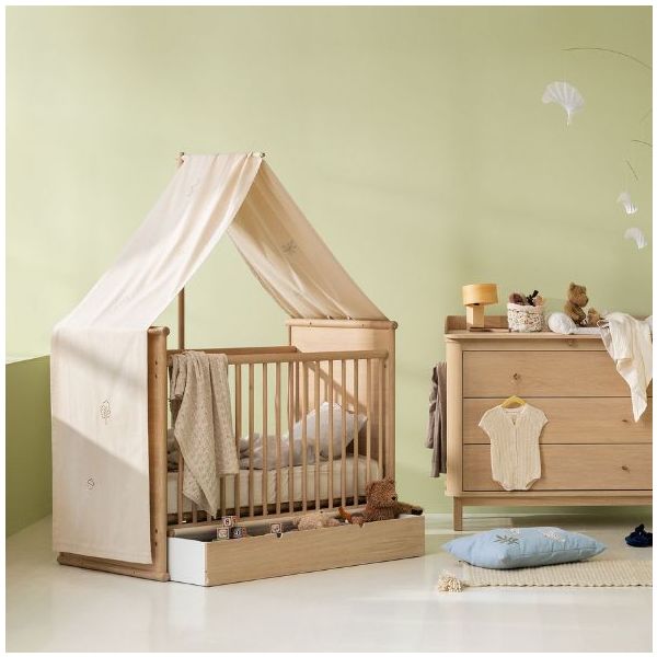 Ciel de lit brodé pour lit bébé Camp Novel - Écru Arbres