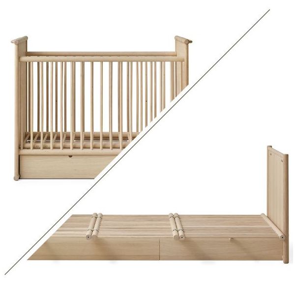 Camp Novel Convertible Cot & Single Bed 60 / 120 x 200 cm - Oak