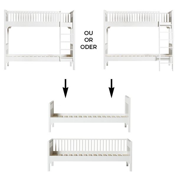 Kit de conversion Seaside - Lit superposé à 1 lit simple et 1 lit banquette
