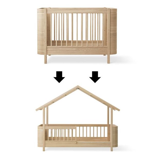 Mini+ Umbausatz - Babybett zu Junior Hausbett - Eiche