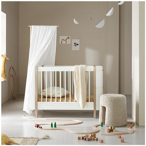 Lit bébé Wood Mini+ - Blanc / Chêne