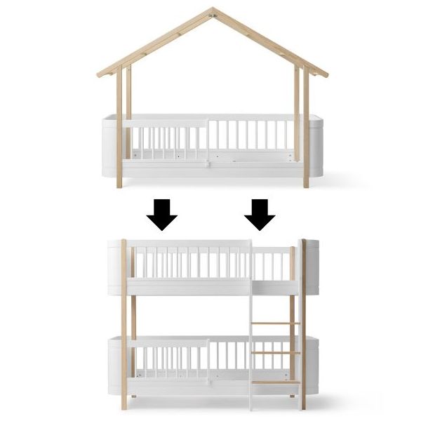 Mini+ Conversion Kit - Junior House Bed to Low Bunk Bed - White / Oak