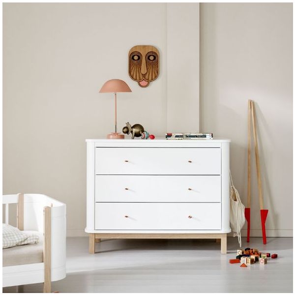 Commode 3 tiroirs Wood - Blanc / Chêne