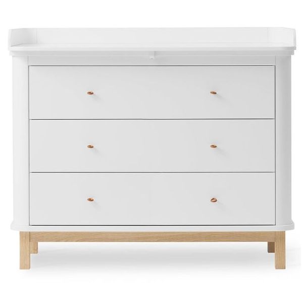 Commode à langer 3 tiroirs Wood - Blanc / Chêne