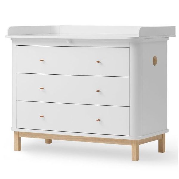 Commode à langer 3 tiroirs Wood - Blanc / Chêne