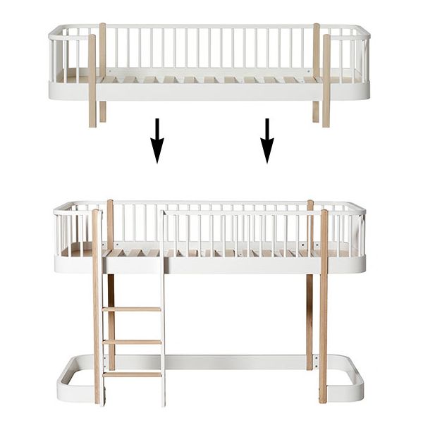 Kit de conversion Wood - Lit banquette à lit mezzanine mi-hauteur 138 cm - Chêne