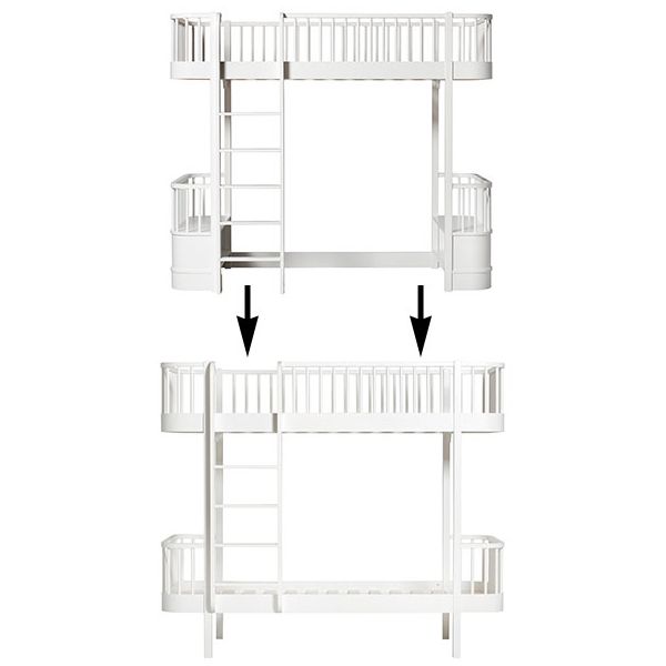 Kit de conversion Wood - Lit mezzanine à lit superposé - Blanc