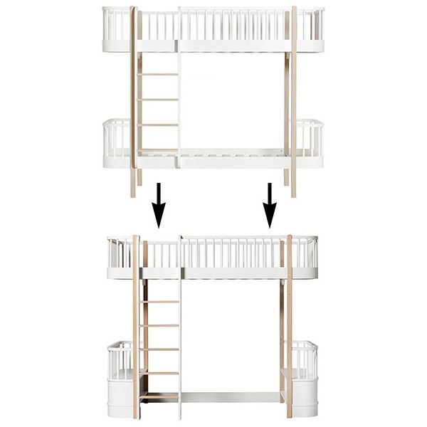 Kit de conversion Wood - Lit superposé à lit mezzanine - Blanc / Chêne