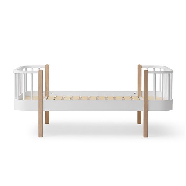 Lit junior évolutif Wood Original 90 x 160 cm - Blanc / Chêne