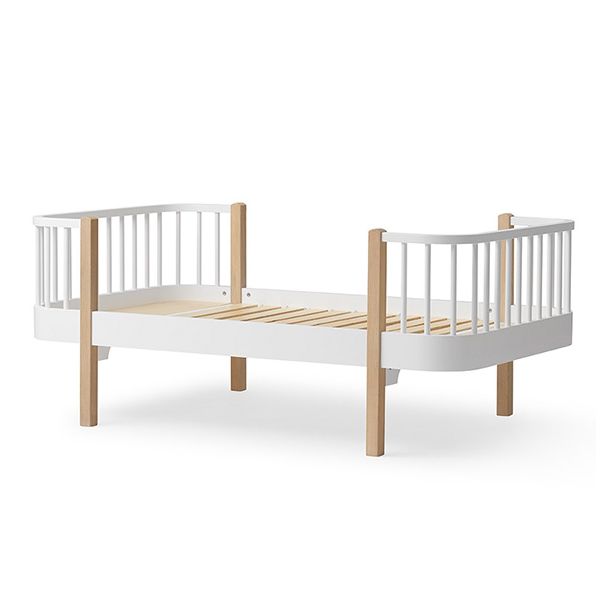 Lit junior évolutif Wood Original 90 x 160 cm - Blanc / Chêne