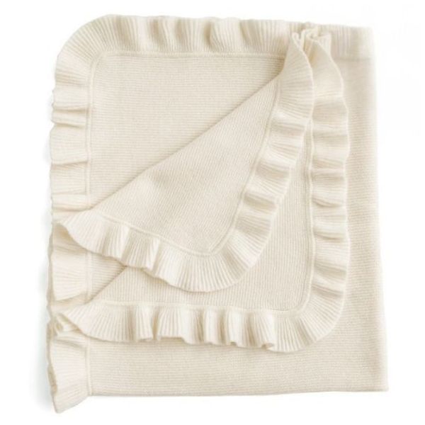 Frill Cashmere Baby Blanket - Cream