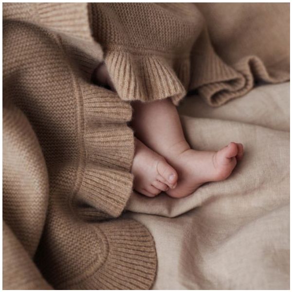Frill Cashmere Baby Blanket - Mocha