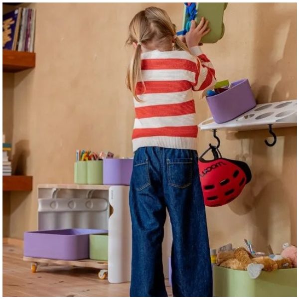 Set de 2 étagères murales avec bacs de rangement - 55 cm