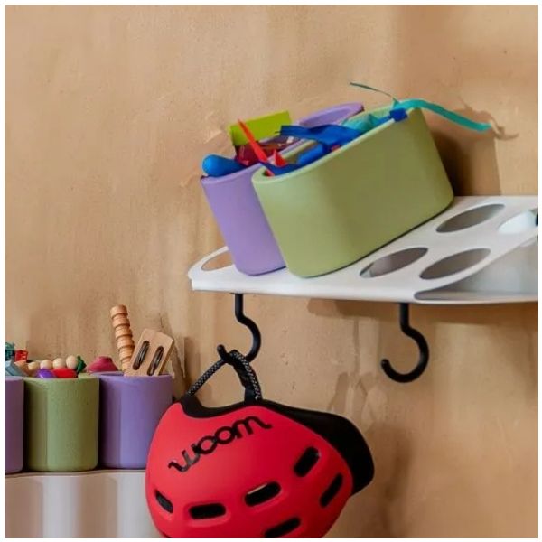 Set de 2 étagères murales avec bacs de rangement - 55 cm