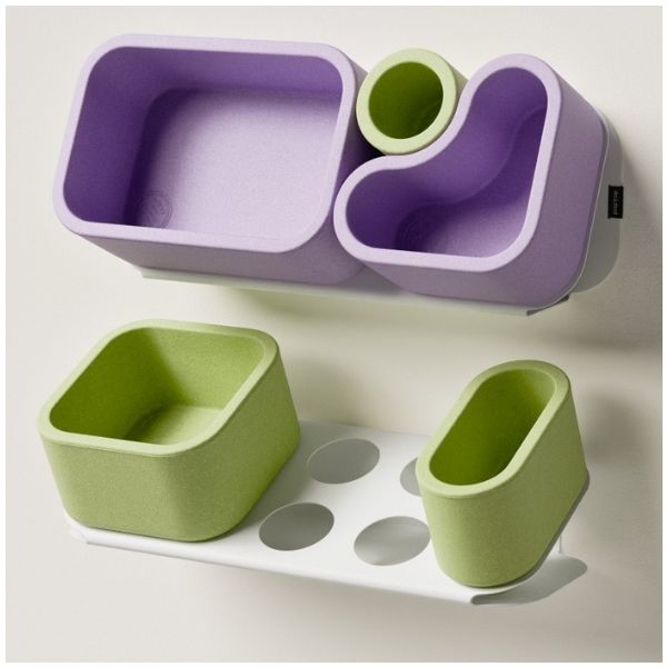 Set de 2 étagères murales avec bacs de rangement - 55 cm