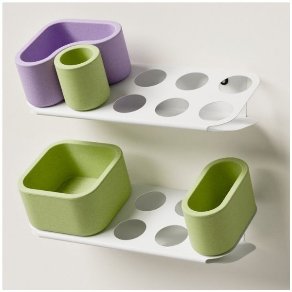 Set de 2 étagères murales avec bacs de rangement - 55 cm