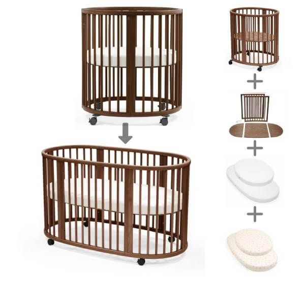 Pack Berceau + Lit Sleepi V3 + Matelas + Draps - Marron Chaud