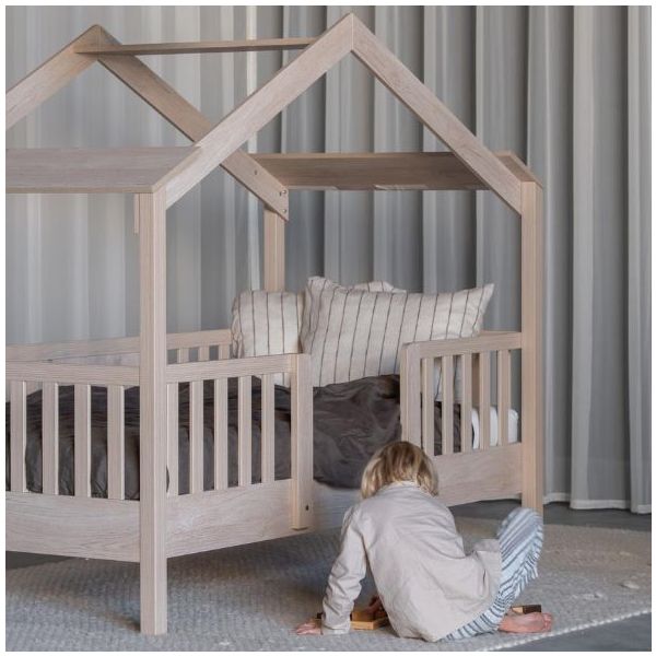 Lit cabane Montessori Chalet 2-en-1 - 90 x 200 cm - Frêne Naturel