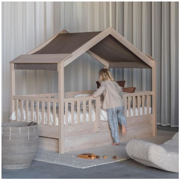 Lit cabane Montessori Chalet 2-en-1 - 90 x 200 cm - Frêne Naturel