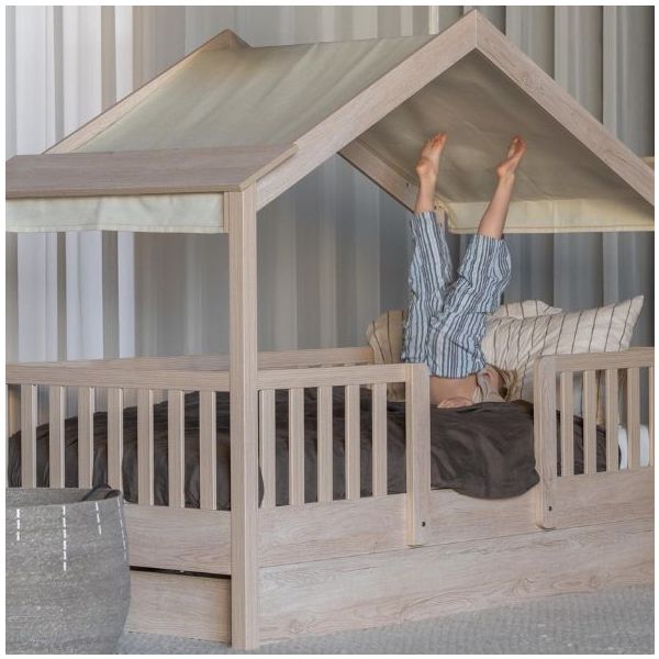 Lit cabane Montessori Chalet 2-en-1 - 90 x 200 cm - Frêne Naturel