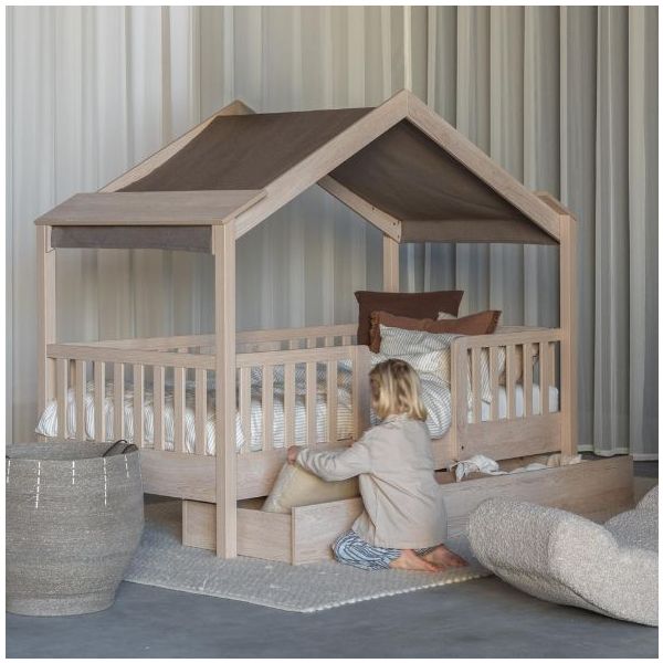 Lit cabane Montessori Chalet 2-en-1 - 90 x 200 cm - Frêne Naturel
