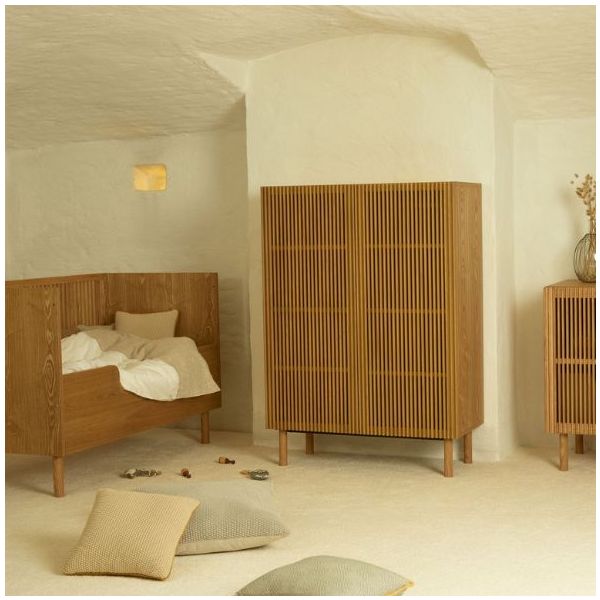 Lit bébé évolutif Hai No Ki 70 x 140 cm - Frêne Naturel