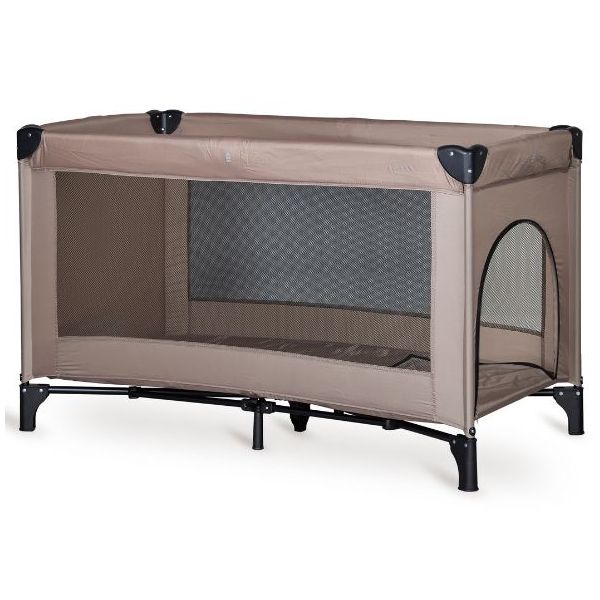 Travel Cot with Side Zip Opening - Beige