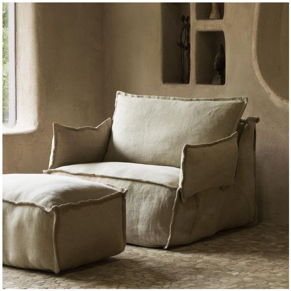 Armrest for Lounger Chair - Linen Beige